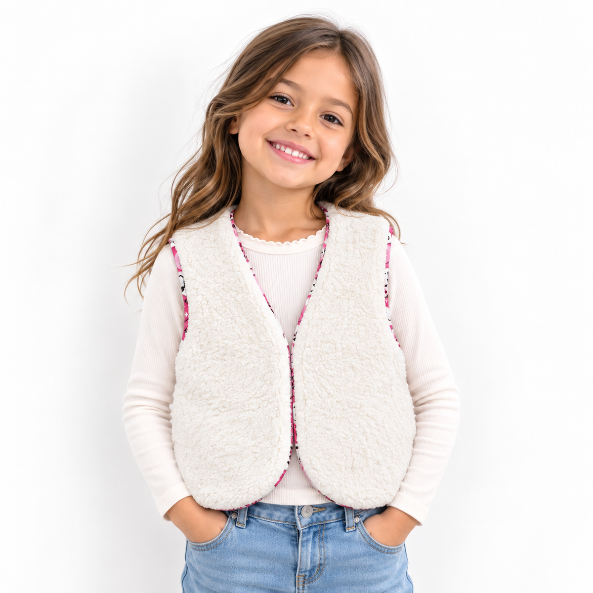 Gilet réversible smiley et sherpa