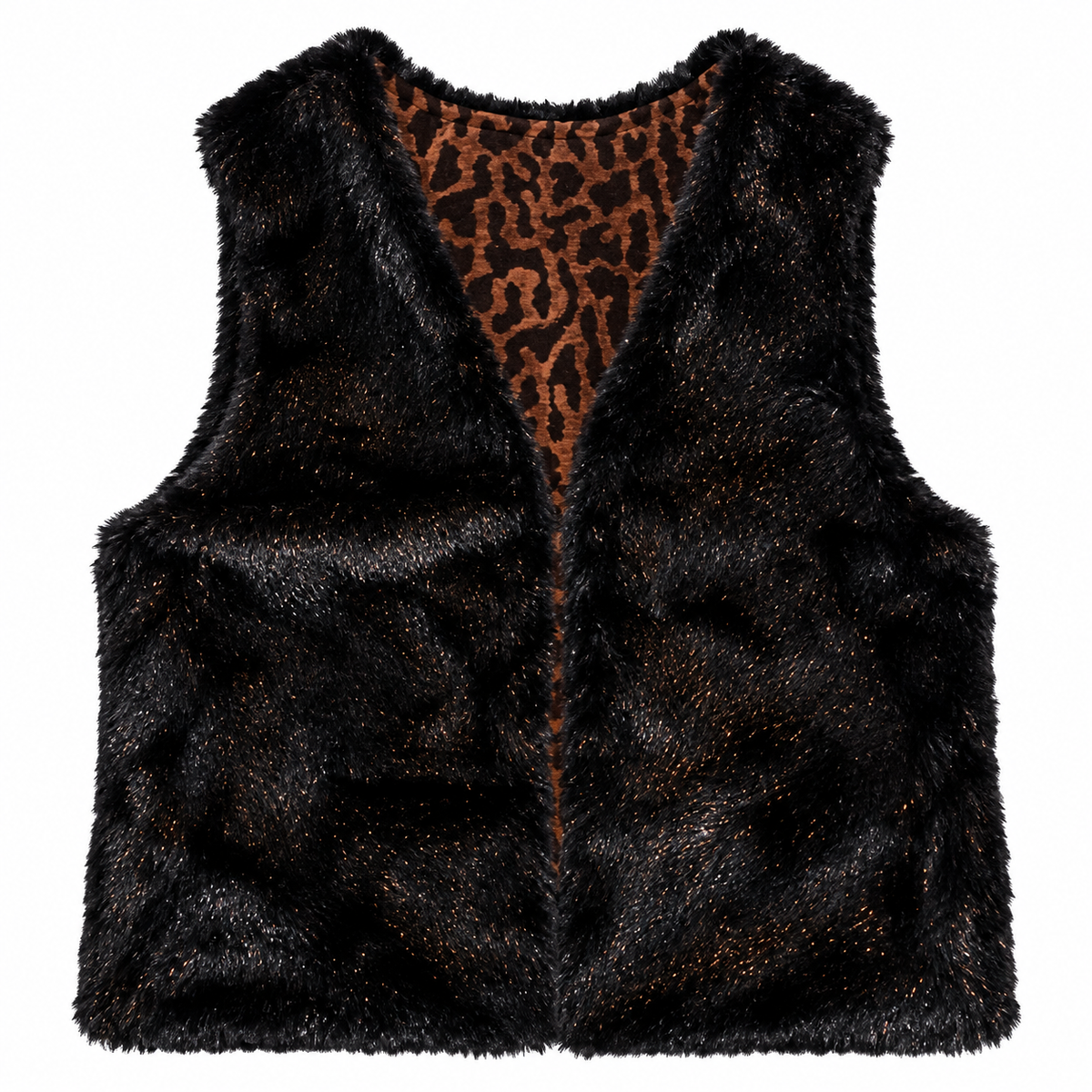 Gilet réversible peau de bête fourrure lurex