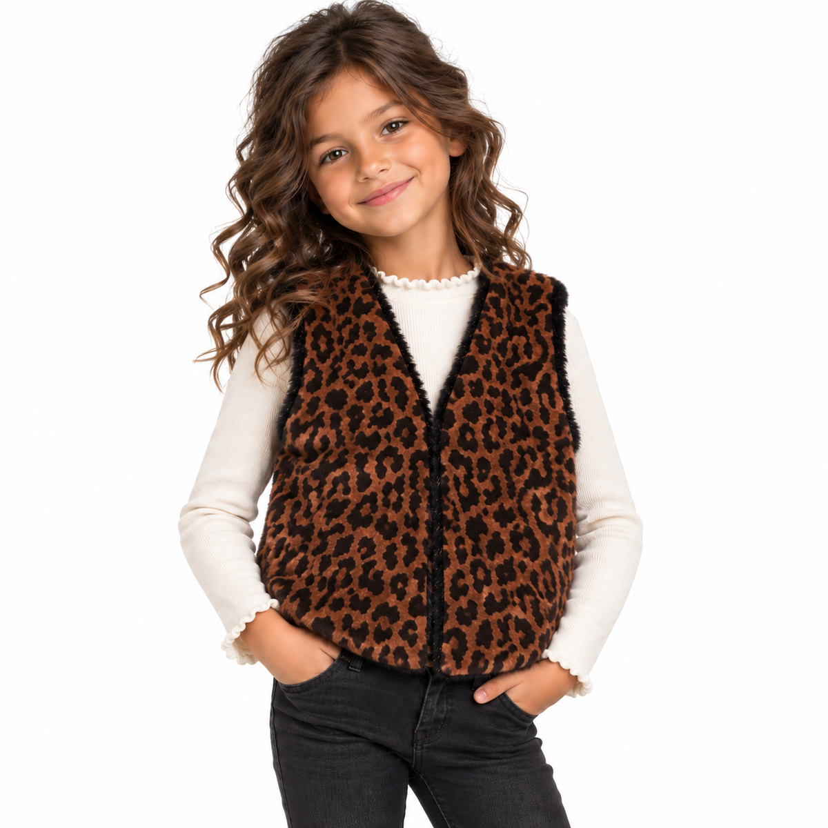 Gilet réversible peau de bête fourrure lurex