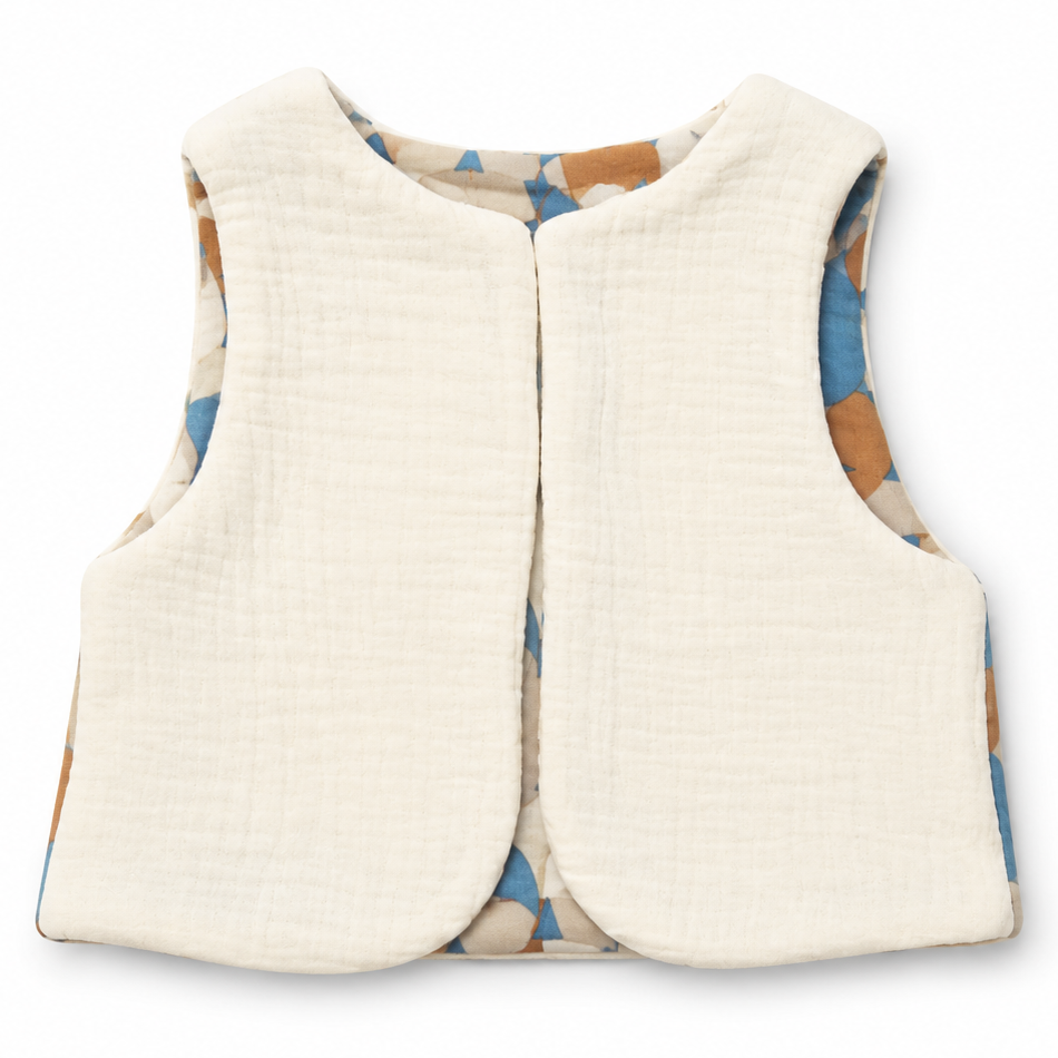 Gilet réversible molleton montagne ours et gaze écrue