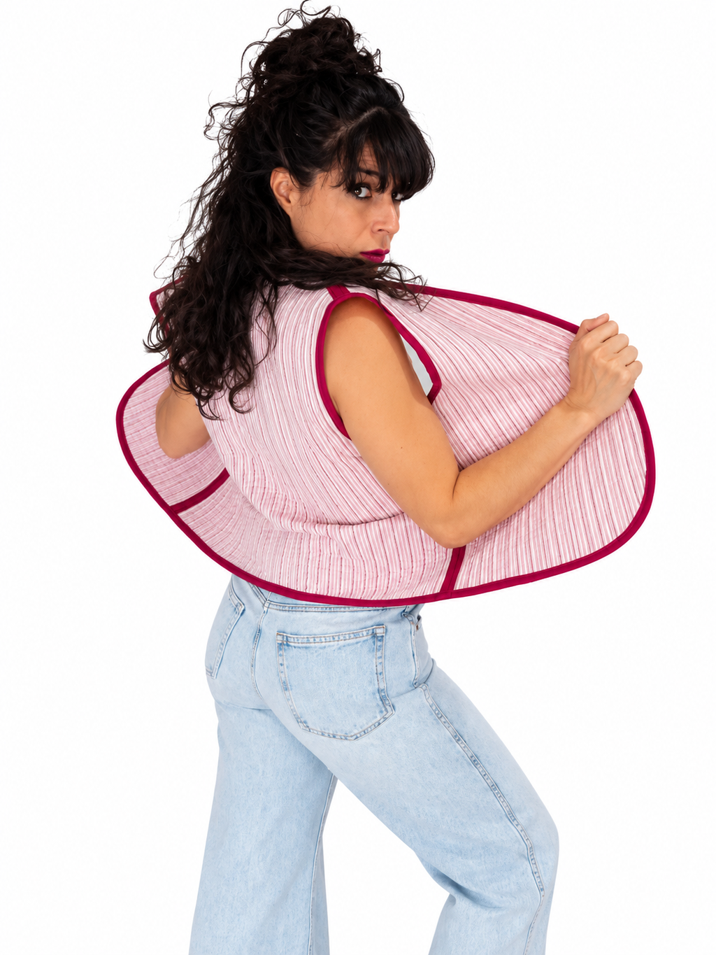 Gilet réversible matelassé rose indien