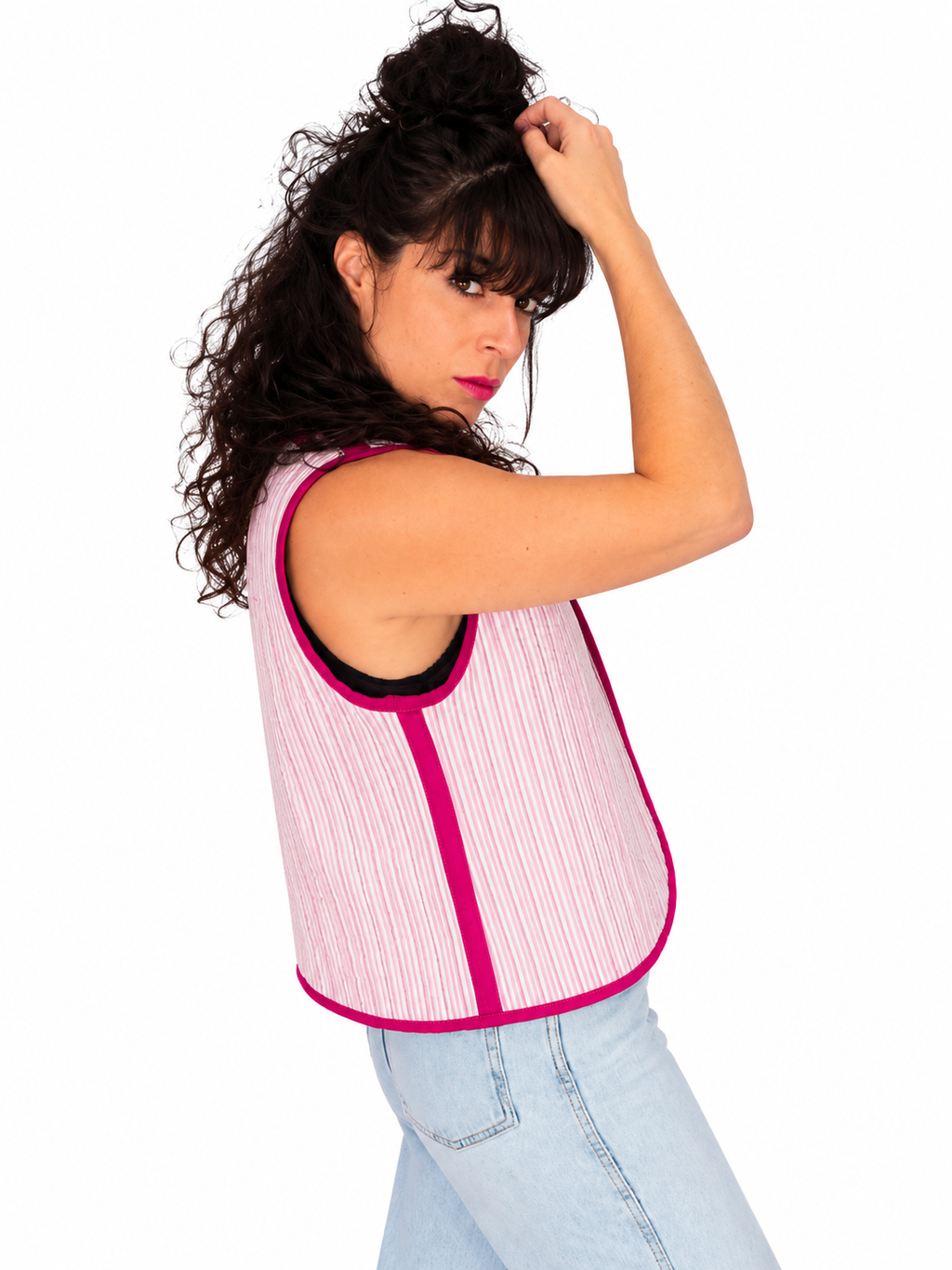 Gilet réversible matelassé rose indien