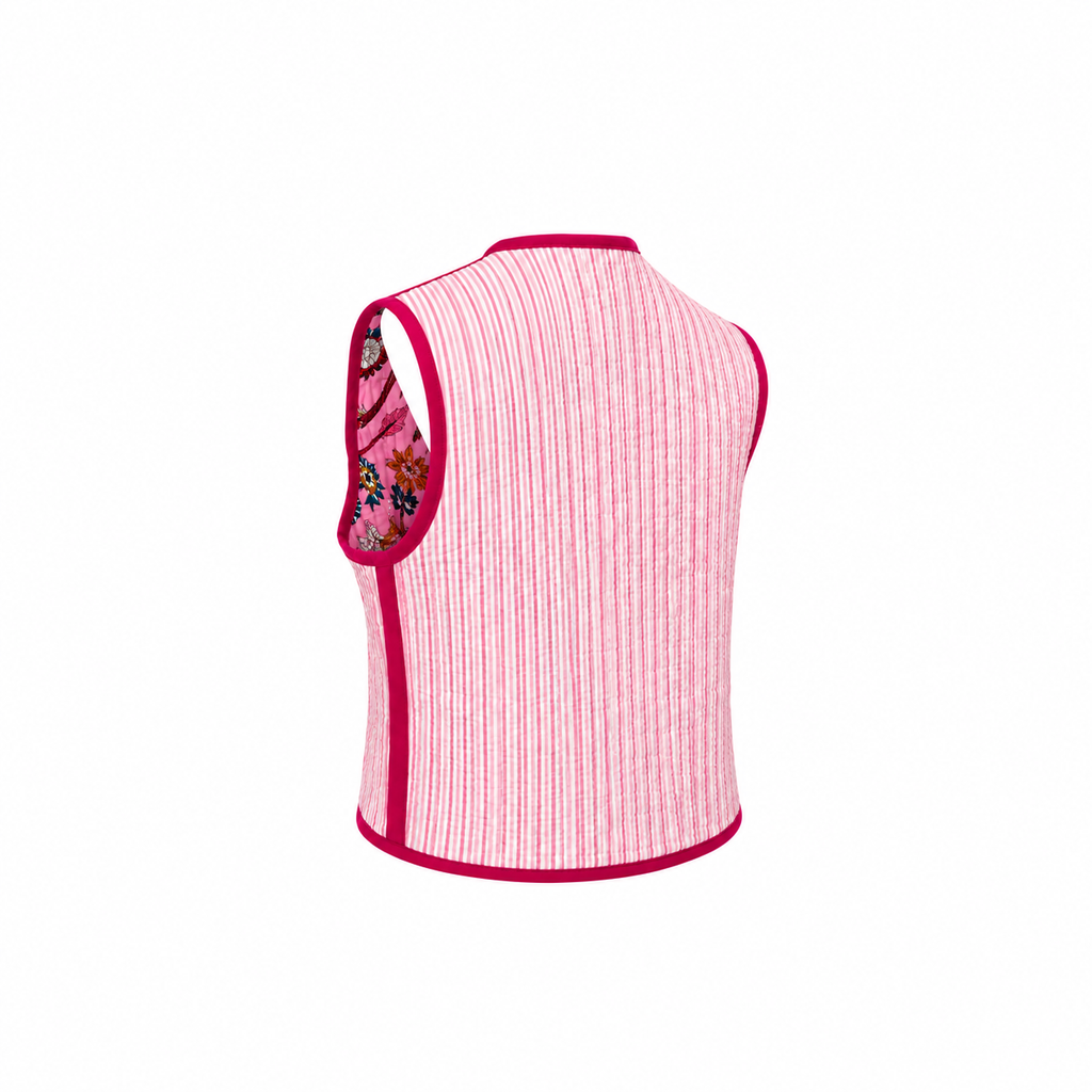 Gilet réversible matelassé rose indien