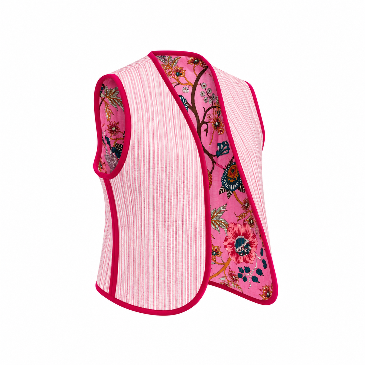 Gilet réversible matelassé rose indien