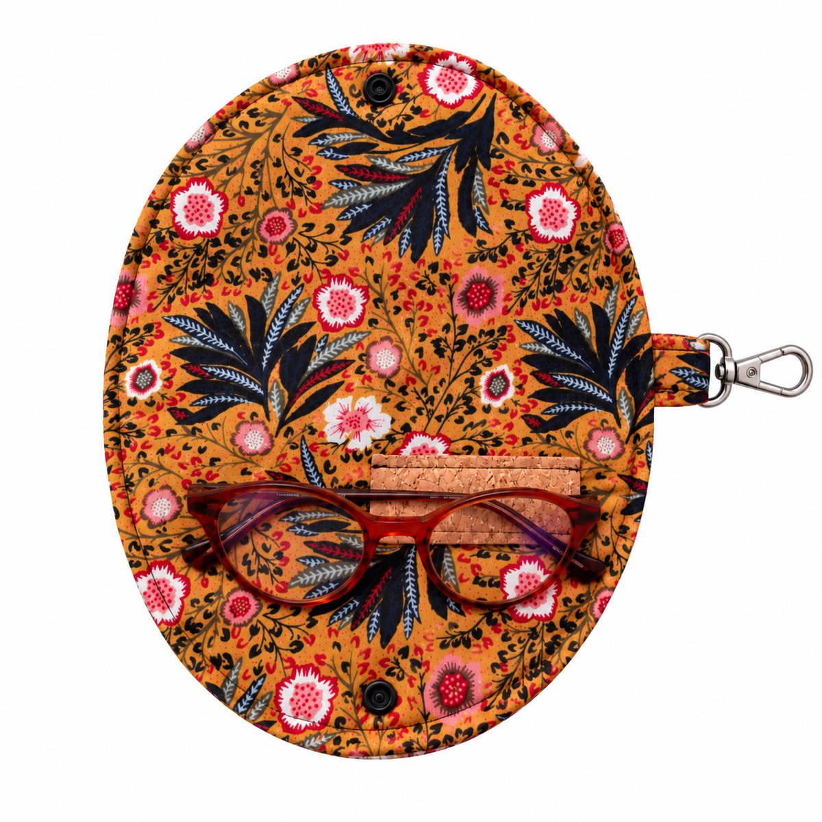 Étui à lunettes : liberty fleurs et feuilles